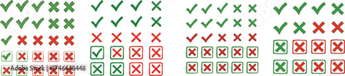 Check Marks And Cross Marks Arrangement Approval Rejection And Selection Concepts In Various Arrangements Ideal For Designs