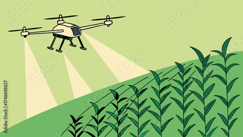 Drone Spraying Crops from Above.