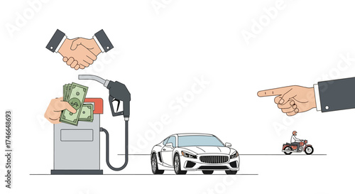 Conceptual Illustration of Rising Fuel Costs and Transportation Alternatives. Vector Illustrations. EPS Editable