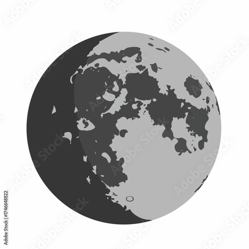 Detailed Vector Illustration of the Moon's Surface and Phases