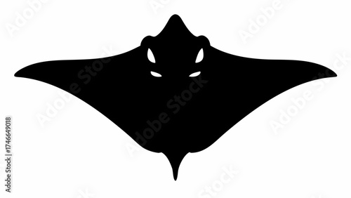 Graceful manta ray silhouette gliding underwater, a captivating marine life emblem perfect for designs