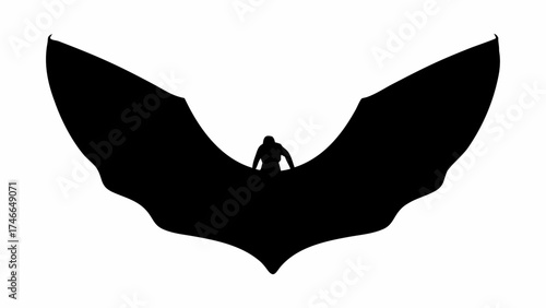 Dramatic silhouette of a person with bat wings evokes fantasy and dark mystery, perfect for Halloween