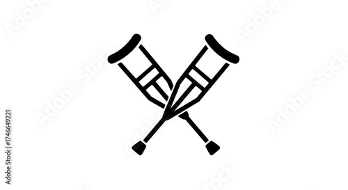 Patient crutches black white icon