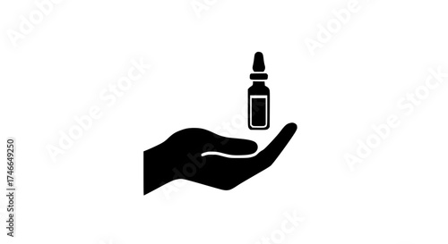 Hand holding drops black white icon 
