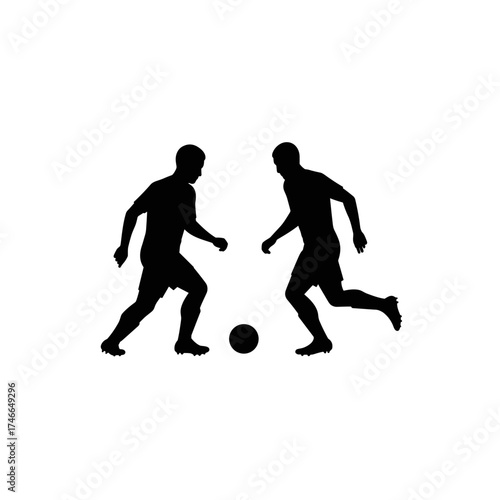 Two men playing soccer in silhouette representing International Men's Day  