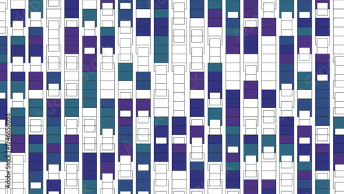 Abstract blocks pattern background with various shades of blue and violet