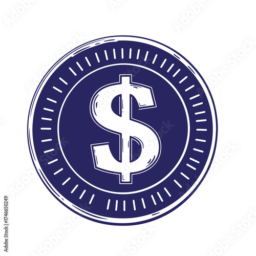 Vintage dollar coin illustration representing finance savings investments and business concepts