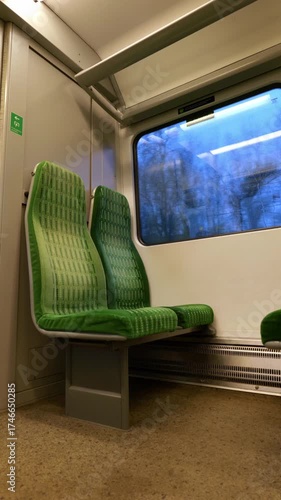 Empty train seats inside train car in england uk
