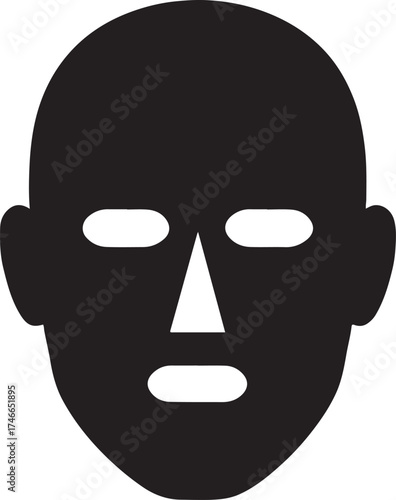 Abstract black human face icon simple graphic representation