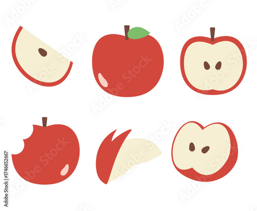 Apple icons collection for banners, cards, flyers, social media wallpapers, etc. Vector illustrations