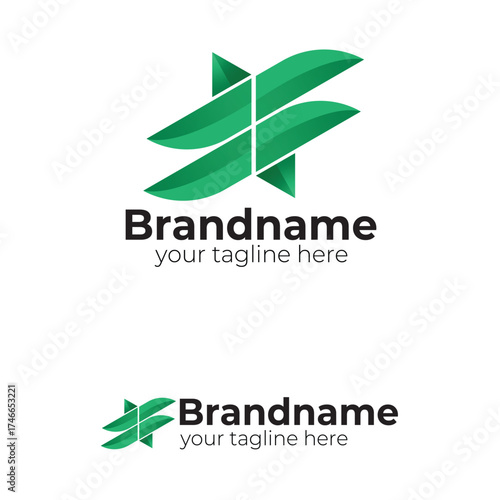 Abstract Green Leaves Logo: Dynamic Eco-Friendly Symbol Representing Nature, Organic Growth, Environmental Care, and Sustainable Business Vector