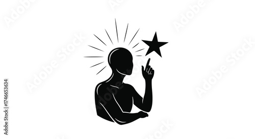 Silhouette of a person reaching for a shining star, symbolizing ambition and achievement.
