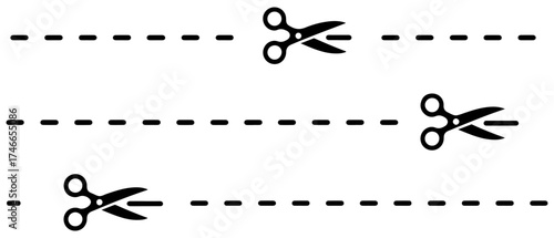 cut here sign set with scissors icon