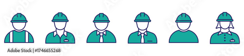 Industrial Worker Safety Helmet Icon in Line Art	