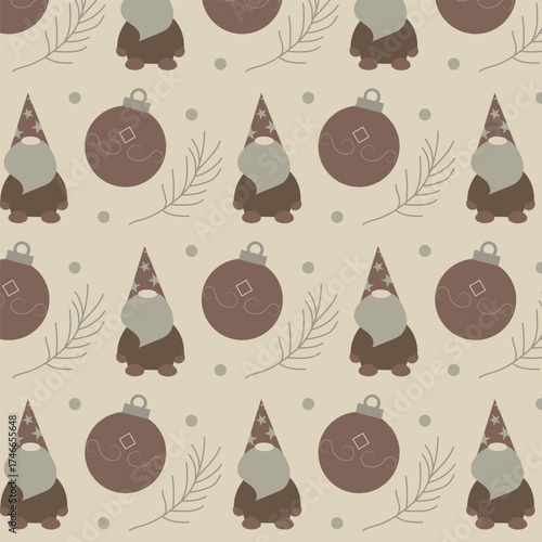 Pastel Christmas Gnome Seamless Pattern