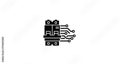 Modern circuit breaker with integrated data connections, symbolizing smart technology and electrical safety.