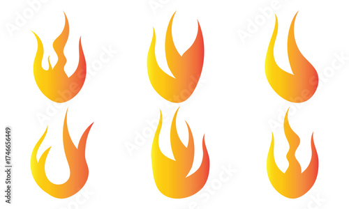 Fire icon collection. Concept flame, fire, icon. Flame icon in red. Campfire symbol. Logo design fire. Bonfire silhouette logotype.