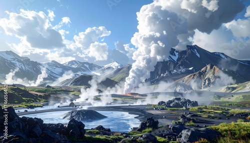 Geothermal Energy Concept with Volcanic Eruptions and Steam Emission