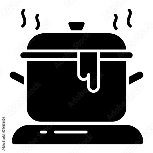 A solid design icon of cookpot 