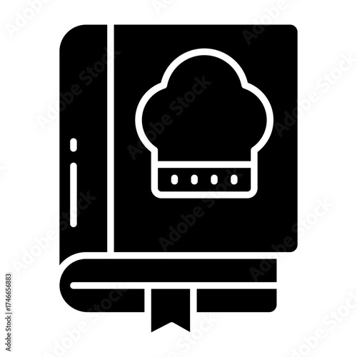 A solid design icon of cookbook