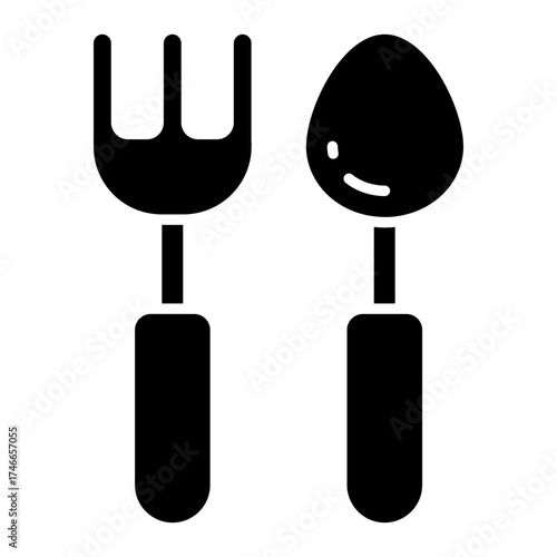 Fork with spoon, concept of tableware icon.