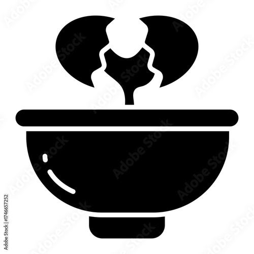 Conceptual solid design icon of broken egg 