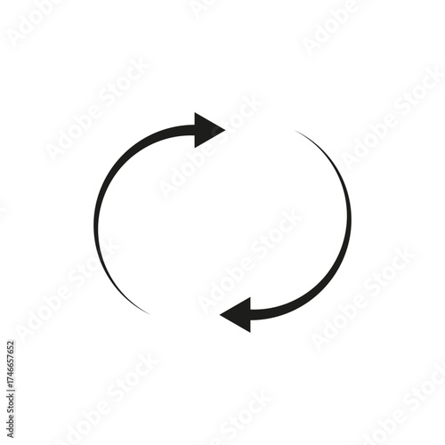 Curved semicircular arrows rotate. Arrows following each other in a circle. Vector illustration. 