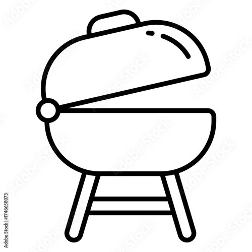 A linear design icon of bbq stove