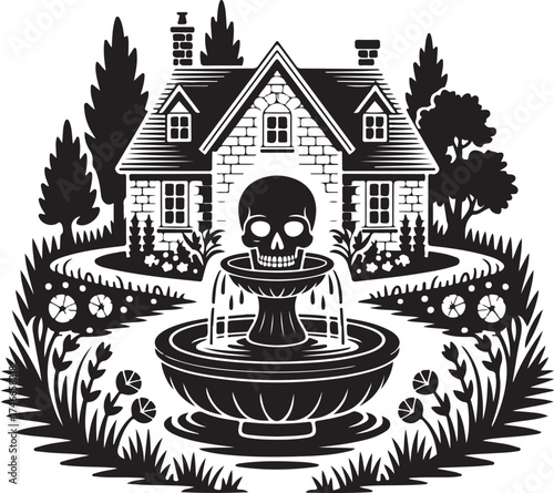 illustration of a house in a background