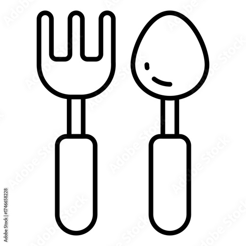Fork with spoon, concept of tableware icon.