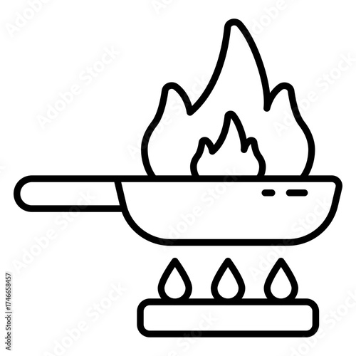 A linear design icon of sizzling food 