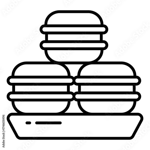 An editable design icon of macaron biscuits