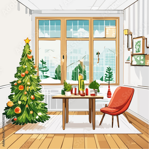 Minimalistische Weihnachtsdekoration im skandinavischen Stil