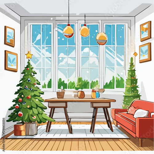 Minimalistische Weihnachtsdekoration im skandinavischen Stil