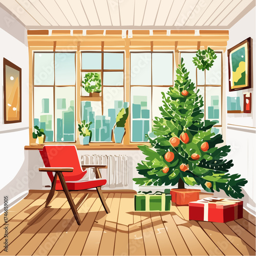 Minimalistische Weihnachtsdekoration im skandinavischen Stil