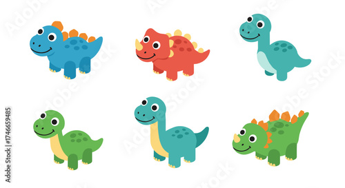 Cute cartoon dinosaurs collection for kids: adorable and colorful reptile characters