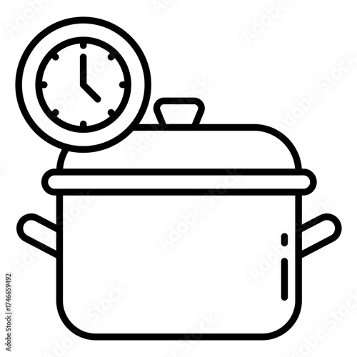 A linear design icon of cooking time