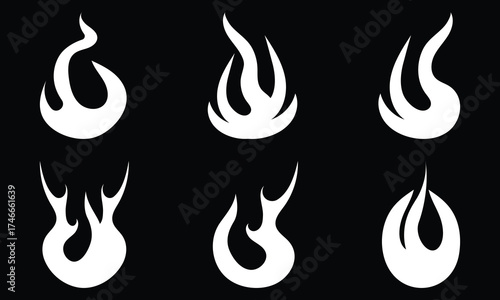 Fire icon collection. Concept flame, fire, icon. Flame icon in red. Campfire symbol. Logo design fire. Bonfire silhouette logotype.