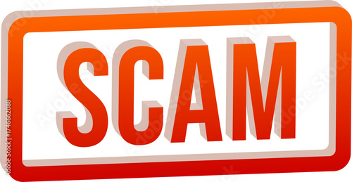3D Flame Red SCAM Text Design Isolated on Transparent Background