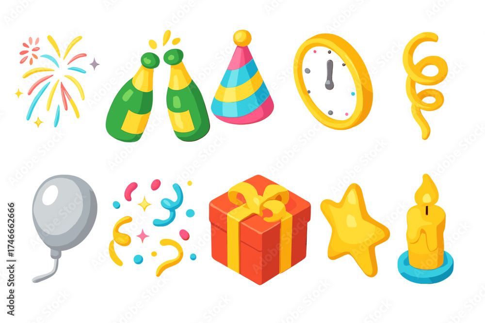 Obraz premium Celebration, party neon icon set. festive party, neon style elements collection