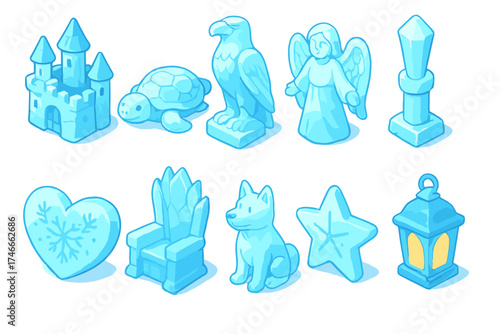 Fantasy 3d icon set. enchanted creatures, symbols, and magic items collection