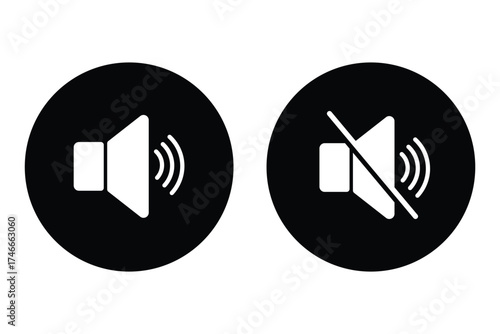 Set of sound icons with different signal levels in a flat style. Vector illustration isolated on white. Speaker icon illustration. Volume icon. vector 