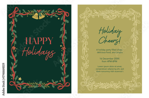 Set of Holiday Christmas vector layout illustration frames and template design
