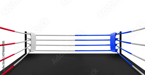 blue and white corner in boxing ring isolated on white background