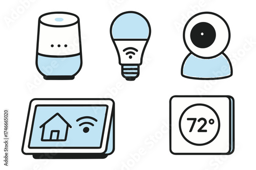 Futuristic Smart Home Gadgets Vector Design