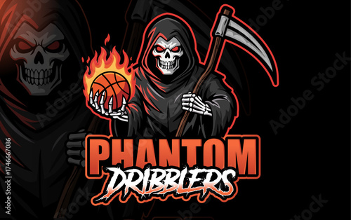 Phantom Dribblers Basketball mascot Logo