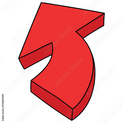 Hand-drawn cartoon red arrow pointing up on a white background.