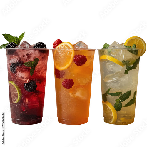 (AI) Fresh drinks with fruits flavor on transparent background