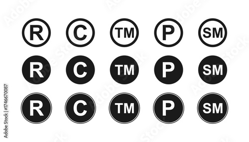 Set of registered trademark symbols. Copyright icon. Registered Trademark Icon.