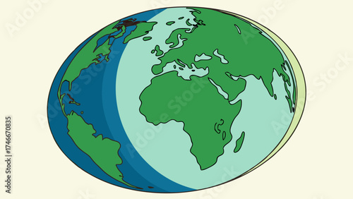 Stylized illustration of planet Earth global world map environmental concept.